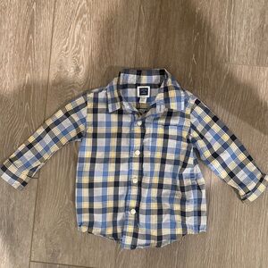 Janie and Jack Blue and Yellow Plaid Button Down Shirt